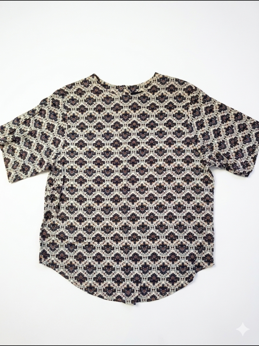 Vintage RAFFERTY Blue Gold Paisley Silk Feel Top L